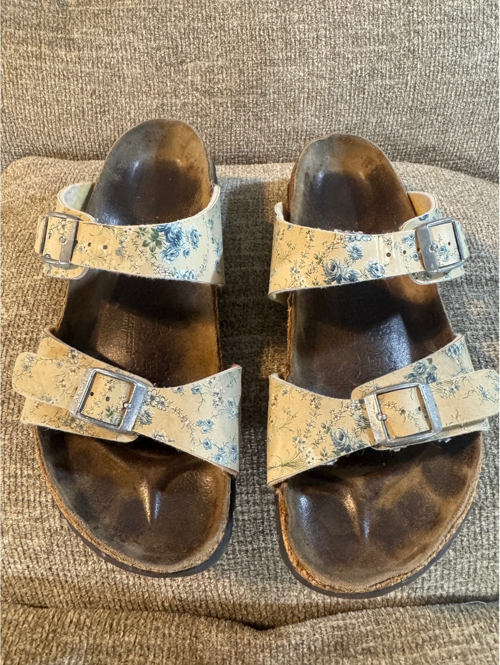 Birkenstock Arizona Floral Blue Cream Sandals Size 38 (US Women's 7-7.5)